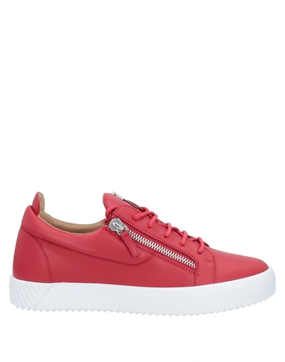 Shop Giuseppe Zanotti Man Sneakers Red Size 10 Soft Leather