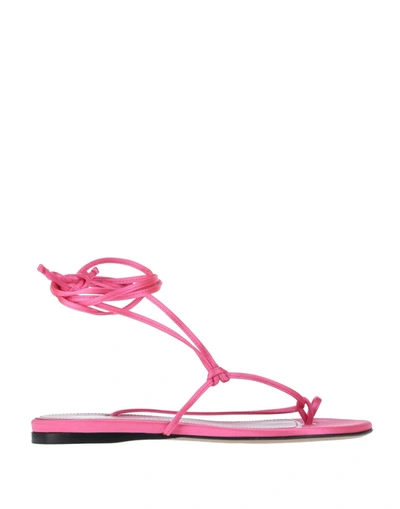 Shop Attico The  Woman Thong Sandal Fuchsia Size 6 Textile Fibers In Pink