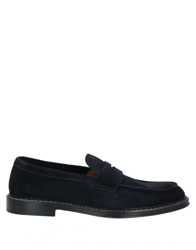 Shop Doucal's Man Loafers Midnight Blue Size 9.5 Leather In Dark Blue