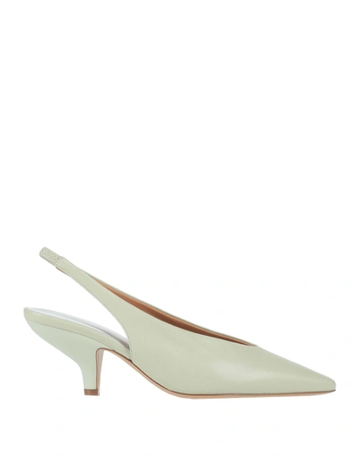 Shop Maison Margiela Woman Pumps Light Green Size 8 Soft Leather