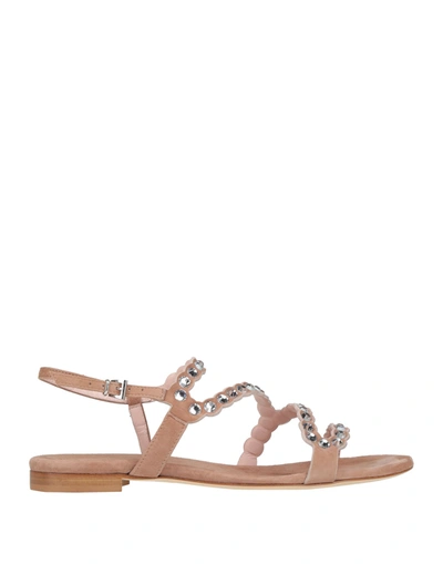Shop Anna F . Woman Sandals Camel Size 6 Soft Leather In Beige