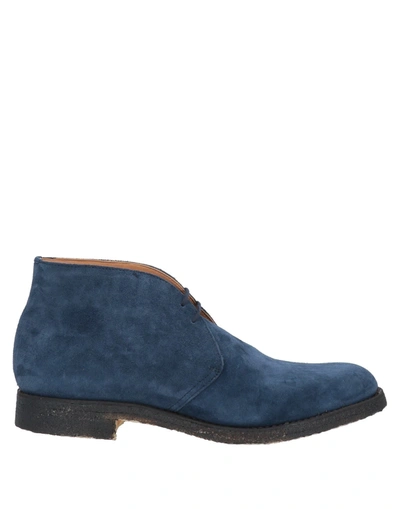 Shop Fabi Man Ankle Boots Blue Size 6 Soft Leather