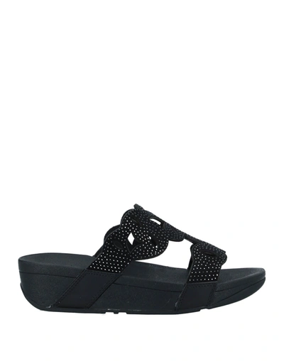 Shop Fitflop Woman Sandals Black Size 7.5 Textile Fibers, Soft Leather