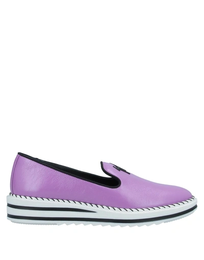 Shop Giuseppe Zanotti Woman Loafers Mauve Size 5 Soft Leather, Textile Fibers In Purple