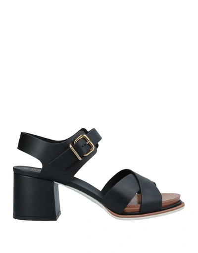 Shop Tod's Woman Sandals Black Size 5.5 Calfskin