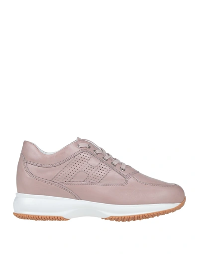 Shop Hogan Woman Sneakers Pastel Pink Size 8 Soft Leather