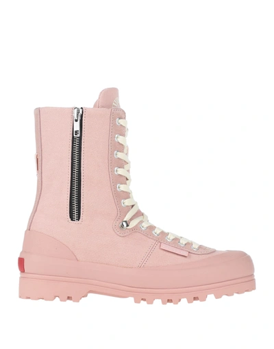 Shop Paura X Superga Woman Ankle Boots Pink Size 7.5 Soft Leather, Textile Fibers