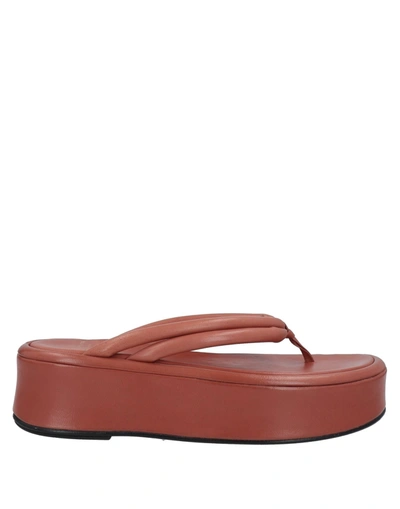 Shop Officine Creative Italia Woman Thong Sandal Brick Red Size 8 Soft Leather
