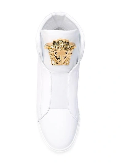 Shop Versace Medusa Hi-top Sneakers In D01o White/gold