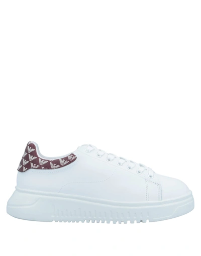 Shop Emporio Armani Woman Sneakers White Size 8 Soft Leather, Textile Fibers