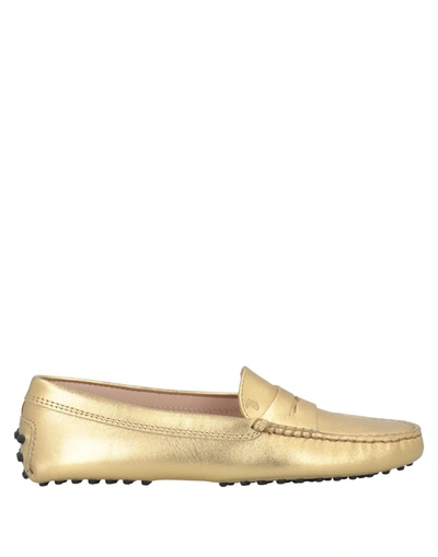 Shop Tod's Woman Loafers Gold Size 5 Soft Leather