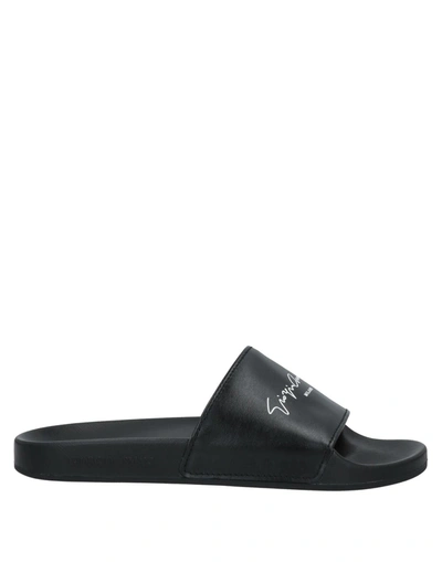 Shop Giorgio Armani Man Sandals Black Size 8 Textile Fibers