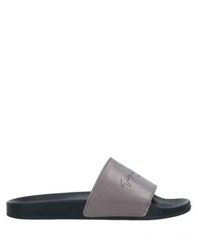 Shop Giorgio Armani Man Sandals Dove Grey Size 7 Textile Fibers