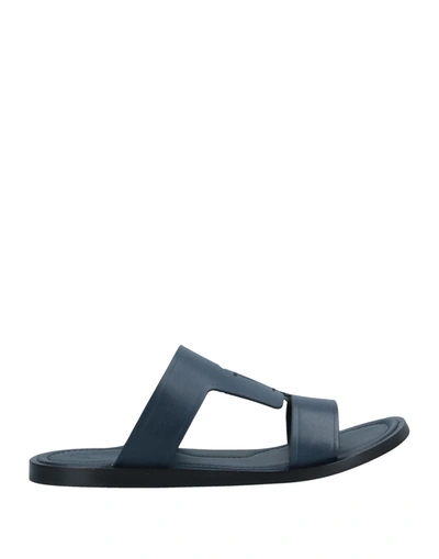 Shop Tod's Man Sandals Midnight Blue Size 7.5 Soft Leather