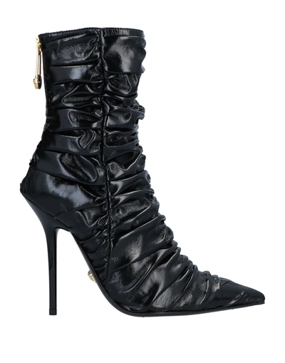 Shop Versace Woman Ankle Boots Black Size 7 Textile Fibers