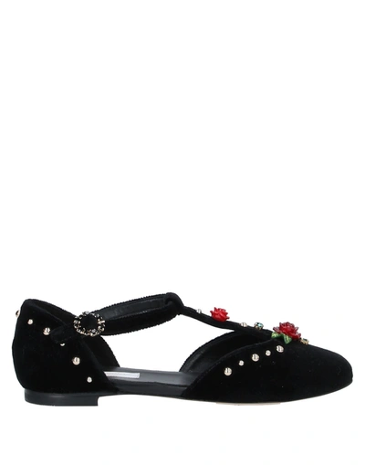 Shop Dolce & Gabbana Toddler Girl Ballet Flats Black Size 10c Textile Fibers