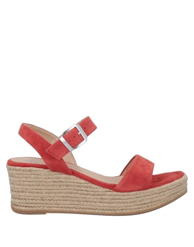 Shop Unisa Woman Espadrilles Coral Size 8 Soft Leather In Red