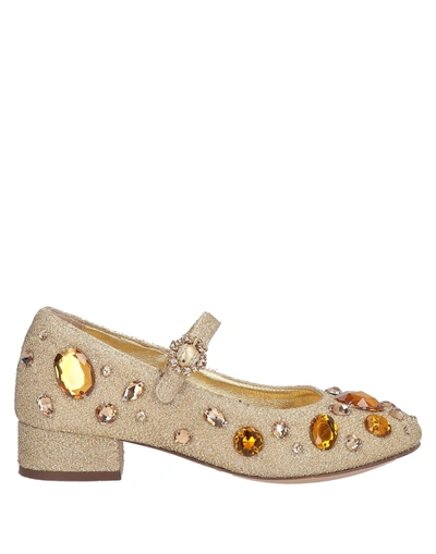 Shop Dolce & Gabbana Toddler Girl Ballet Flats Gold Size 9c Textile Fibers