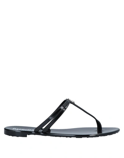 Shop Patrizia Pepe Woman Toe Strap Sandals Black Size 7 Pvc - Polyvinyl Chloride