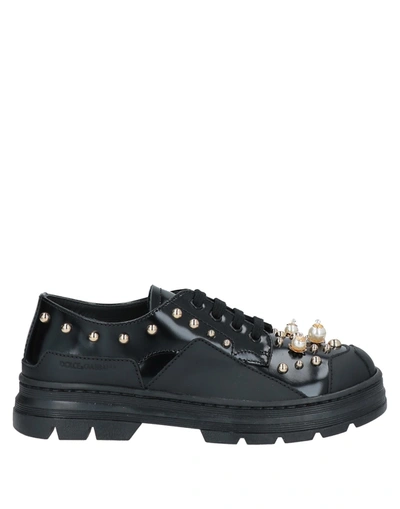 Shop Dolce & Gabbana Toddler Girl Lace-up Shoes Black Size 10c Calfskin
