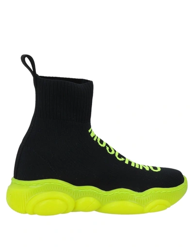 Shop Moschino Teen Sneakers In Black