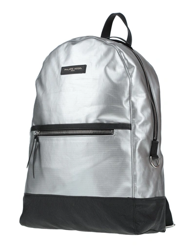 Shop Philippe Model Backpacks In Silver