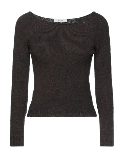 Shop Alpha Studio Woman Sweater Dark Brown Size 12 Polyamide, Cotton, Viscose, Elastane