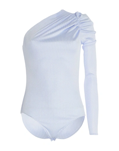 Shop Alexandre Vauthier Woman Bodysuit Sky Blue Size 10 Polyester, Elastane