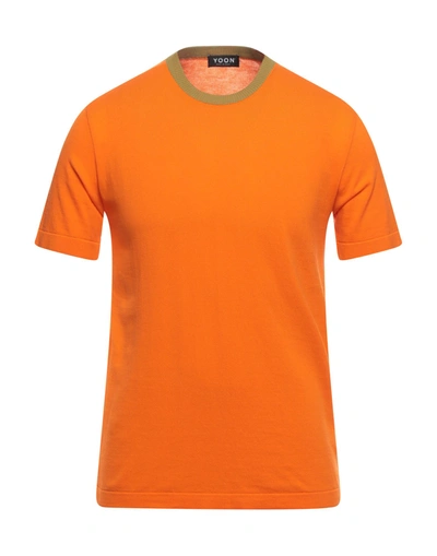 Shop Yoon Man Sweater Orange Size 38 Cotton