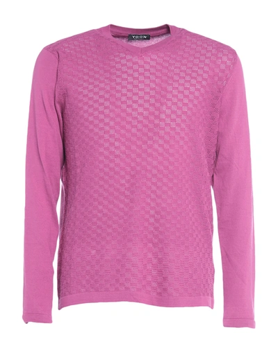 Shop Yoon Man Sweater Mauve Size 44 Cotton In Purple