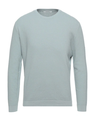Shop Alpha Studio Man Sweater Sage Green Size 36 Cotton