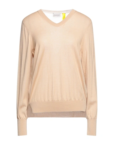 Shop Moncler 2  1952 Woman Sweater Camel Size M Cashmere, Cotton, Polyamide In Beige