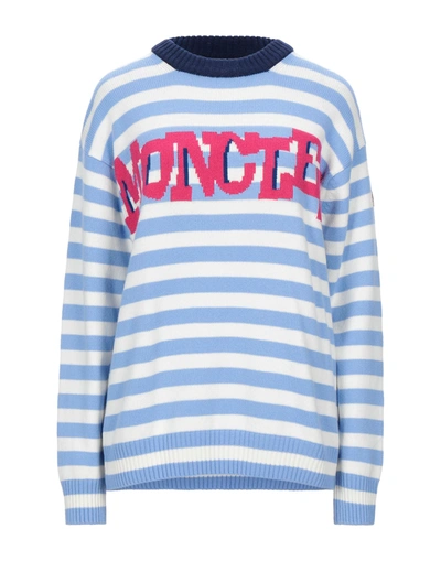 Shop Moncler Grenoble Woman Sweater Sky Blue Size Xs Virgin Wool, Cashmere