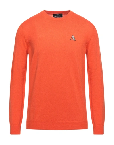Shop Aquascutum Man Sweater Orange Size M Cotton, Wool