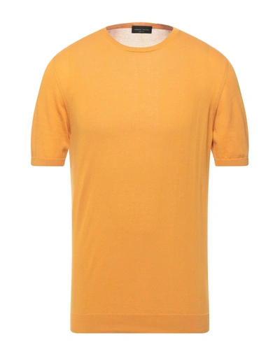 Shop Roberto Collina Man Sweater Apricot Size 40 Cotton In Orange