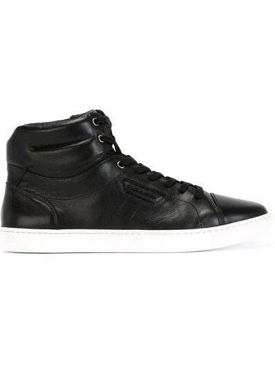 Dolce & Gabbana High-top Sneakers In Black Napa Calfskin