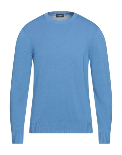 Shop Drumohr Man Sweater Pastel Blue Size 44 Cotton