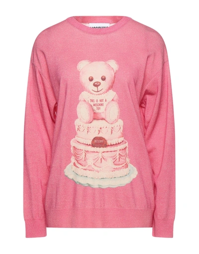 Shop Moschino Woman Sweater Fuchsia Size M Virgin Wool, Cupro, Polyester In Pink