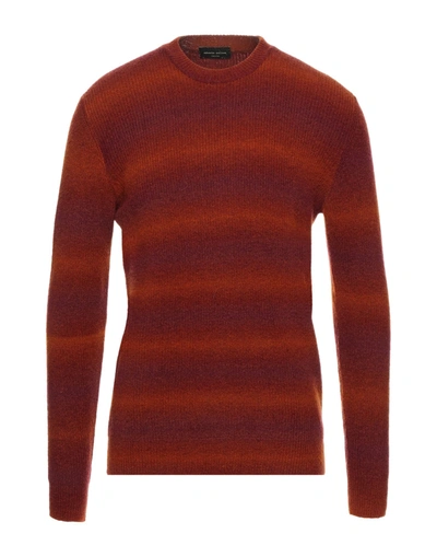 Shop Roberto Collina Man Sweater Rust Size 42 Merino Wool, Nylon, Elastane In Red