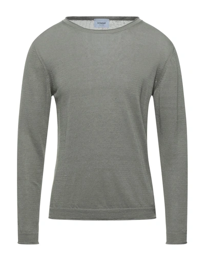Shop Dondup Man Sweater Military Green Size 36 Linen, Polyamide