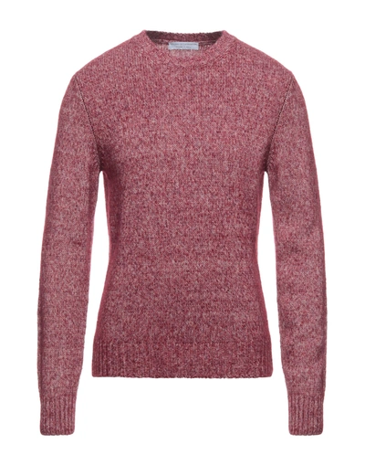 Shop Filippo De Laurentiis Man Sweater Burgundy Size 40 Silk, Merino Wool, Polyamide In Red