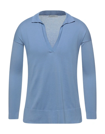 Shop Alpha Studio Sweaters In Pastel Blue