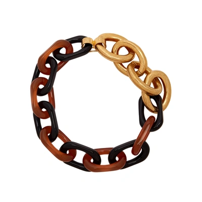 Shop Marni Tri-tone Chain Necklace In Anthracite