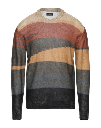 Shop Roberto Collina Man Sweater Military Green Size 40 Linen
