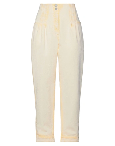 Shop Alberta Ferretti Woman Jeans Light Yellow Size 8 Cotton
