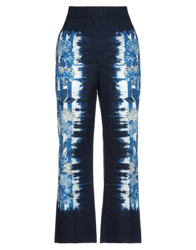 Shop Alberta Ferretti Woman Pants Midnight Blue Size 10 Cotton
