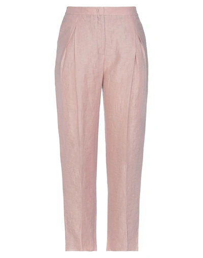 Shop Agnona Woman Pants Pink Size 8 Linen, Polyamide