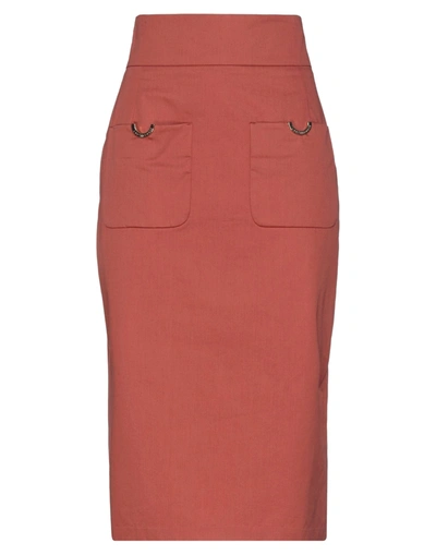 Shop L'autre Chose L' Autre Chose Woman Midi Skirt Brick Red Size 10 Cotton
