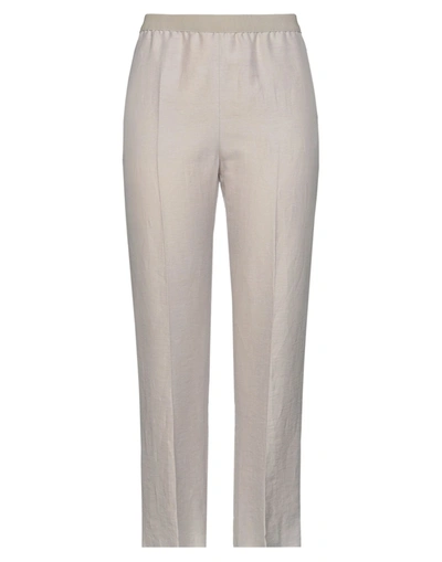 Shop Agnona Woman Pants Light Grey Size 8 Linen, Polyamide, Cotton, Elastane