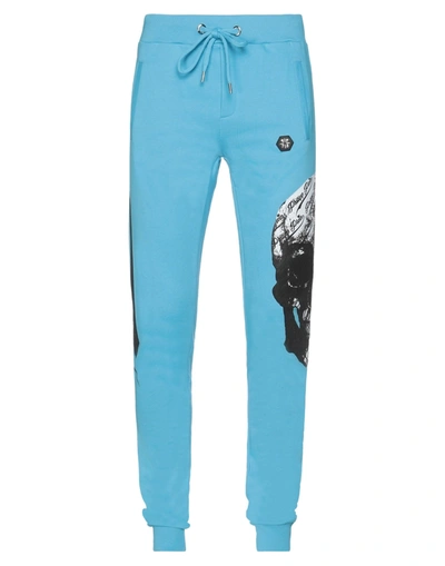 Shop Philipp Plein Man Pants Azure Size 3xl Cotton In Blue